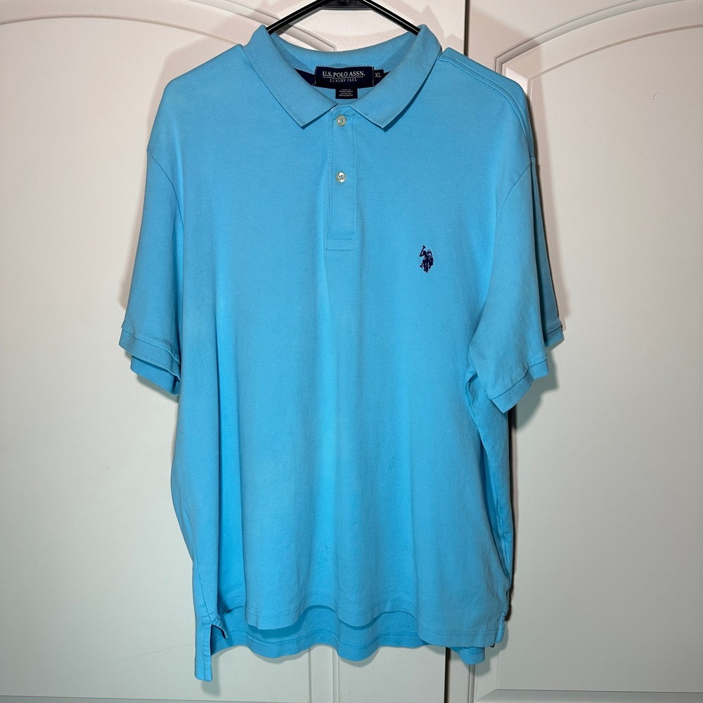 U.S. Polo Assn. Mens XL‎ Blue Polo Shirt Short Sleeve Classic Fit Casual Cotton